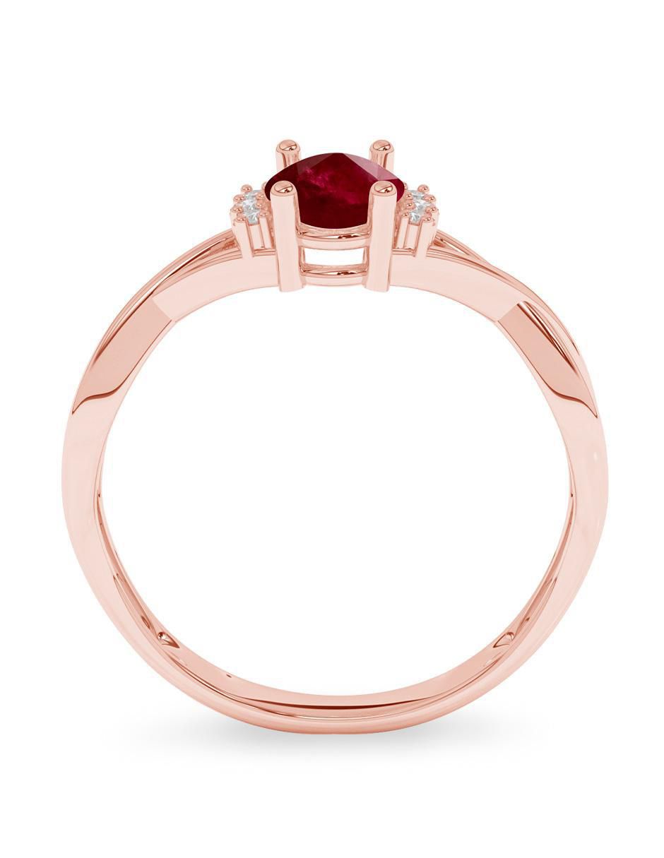 Anillo de compromiso de oro 10 k rubí 3