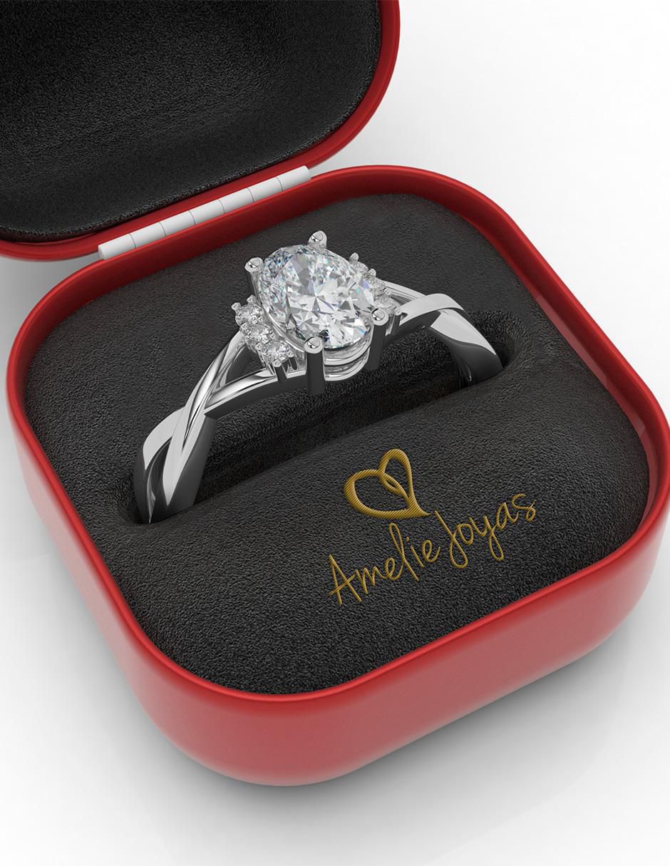 Anillo de compromiso de oro 10 k zirconia 4