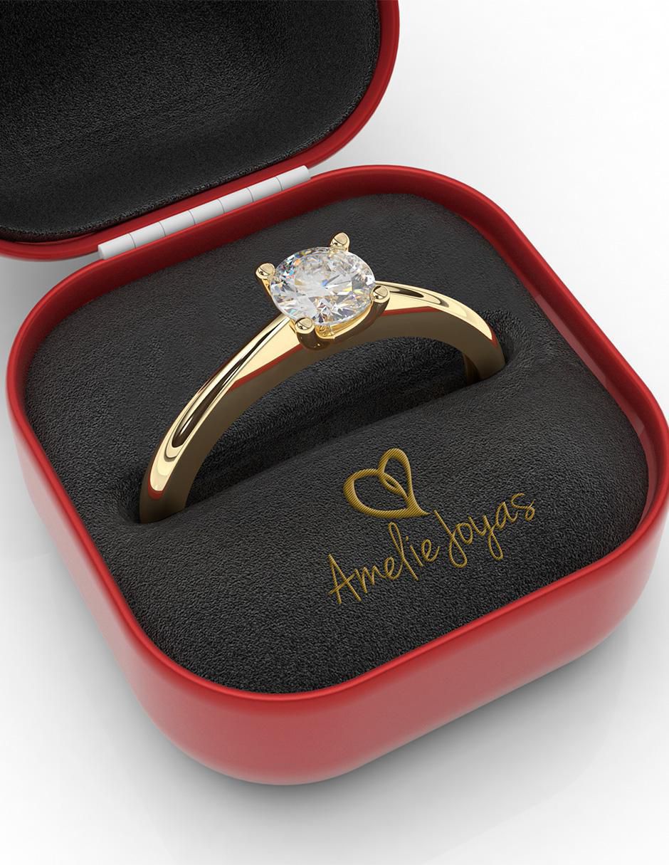 Anillo de compromiso "de" oro 10 k amelie joyas sin coleccion zirconia