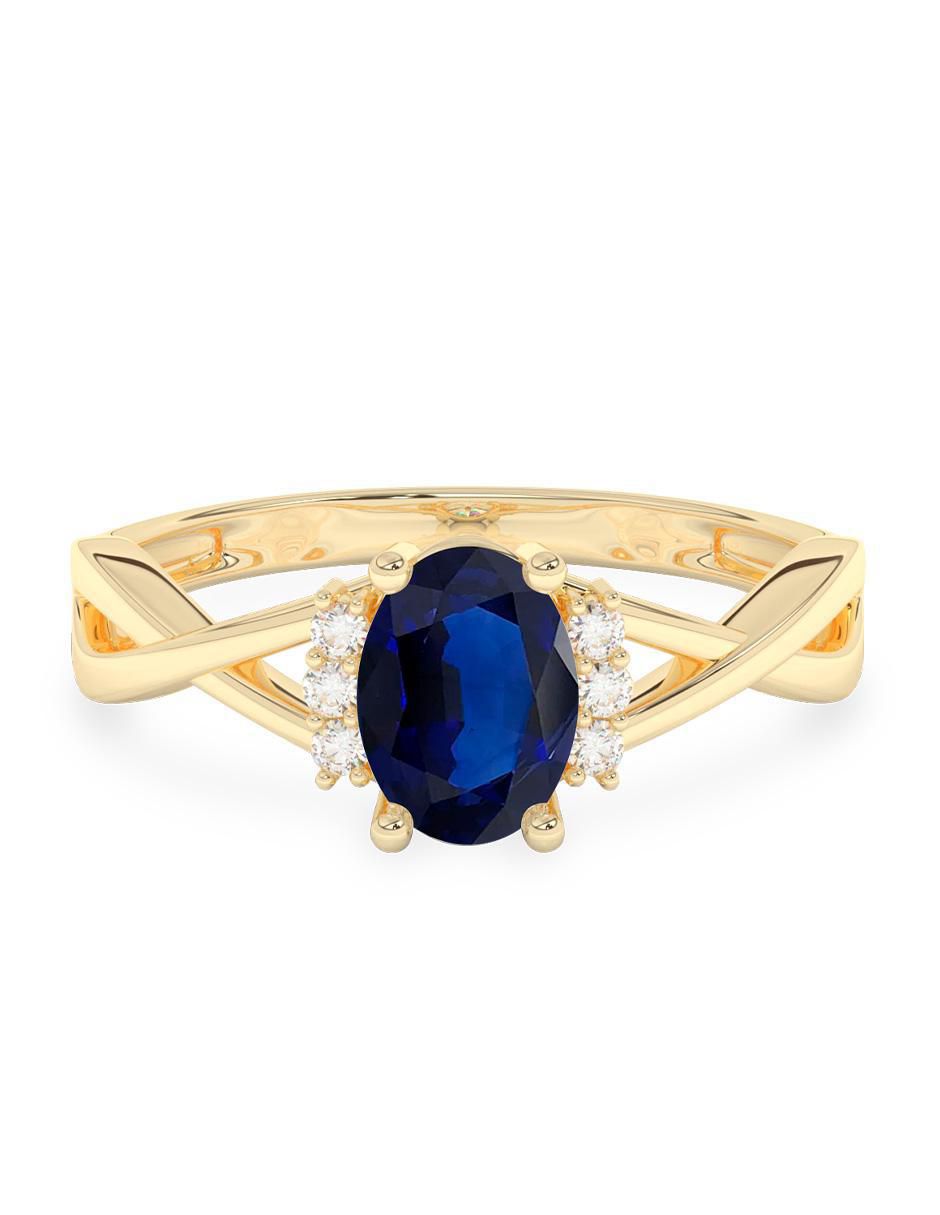 Anillo de compromiso de oro 10 k zafiro