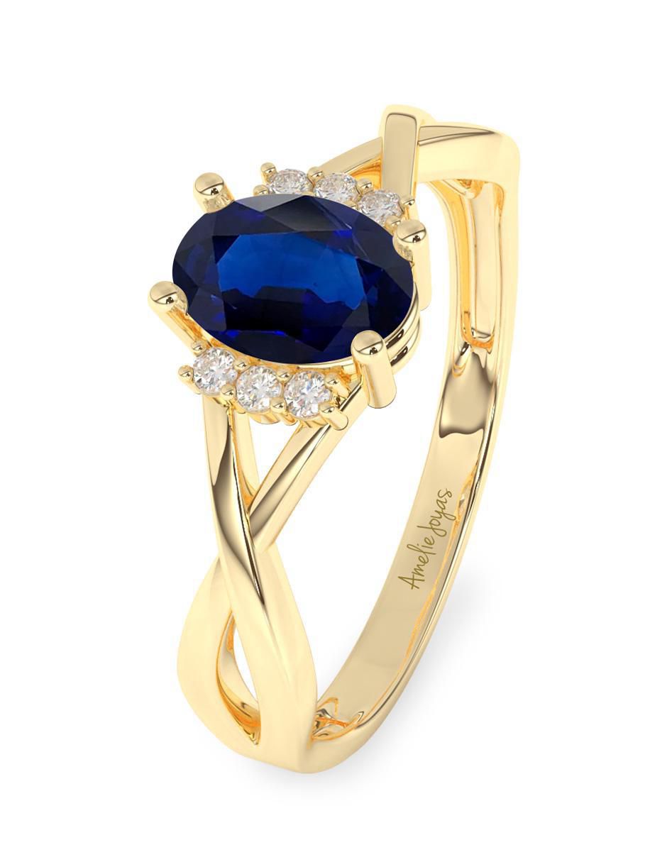 Anillo de compromiso "de" oro 10 k amelie joyas sin coleccion zafiro