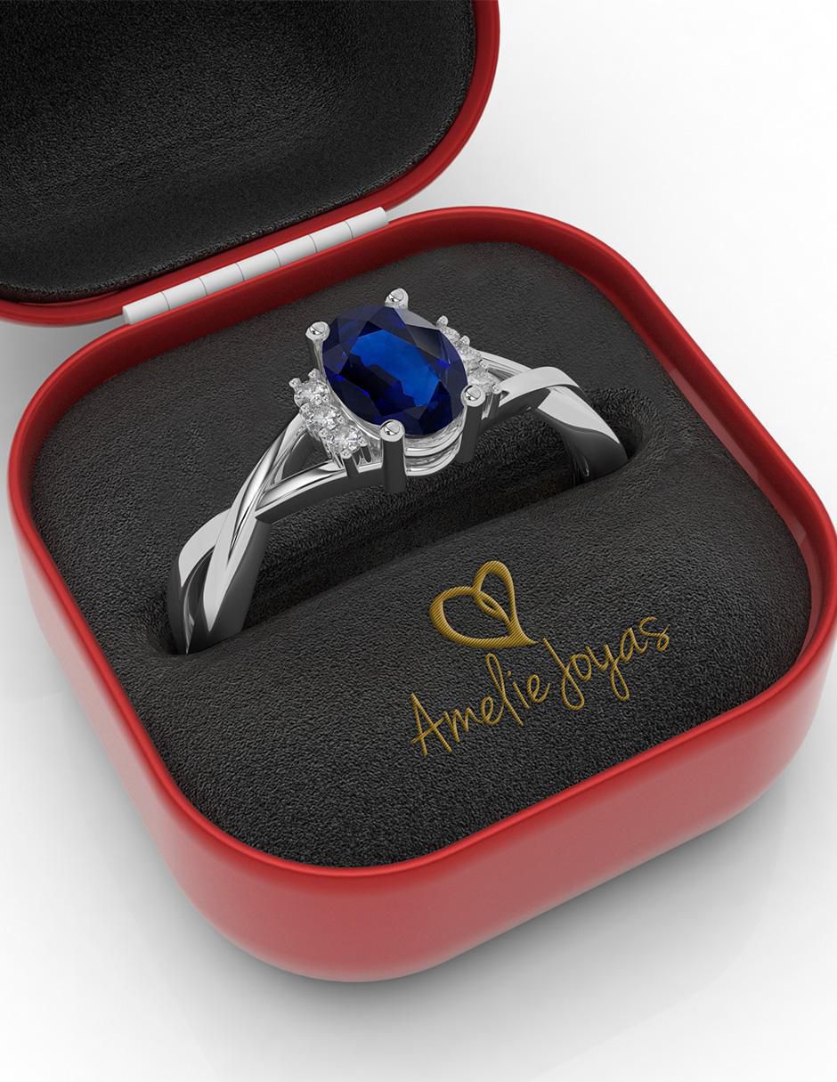 Anillo de compromiso de oro 10 k zafiro 4