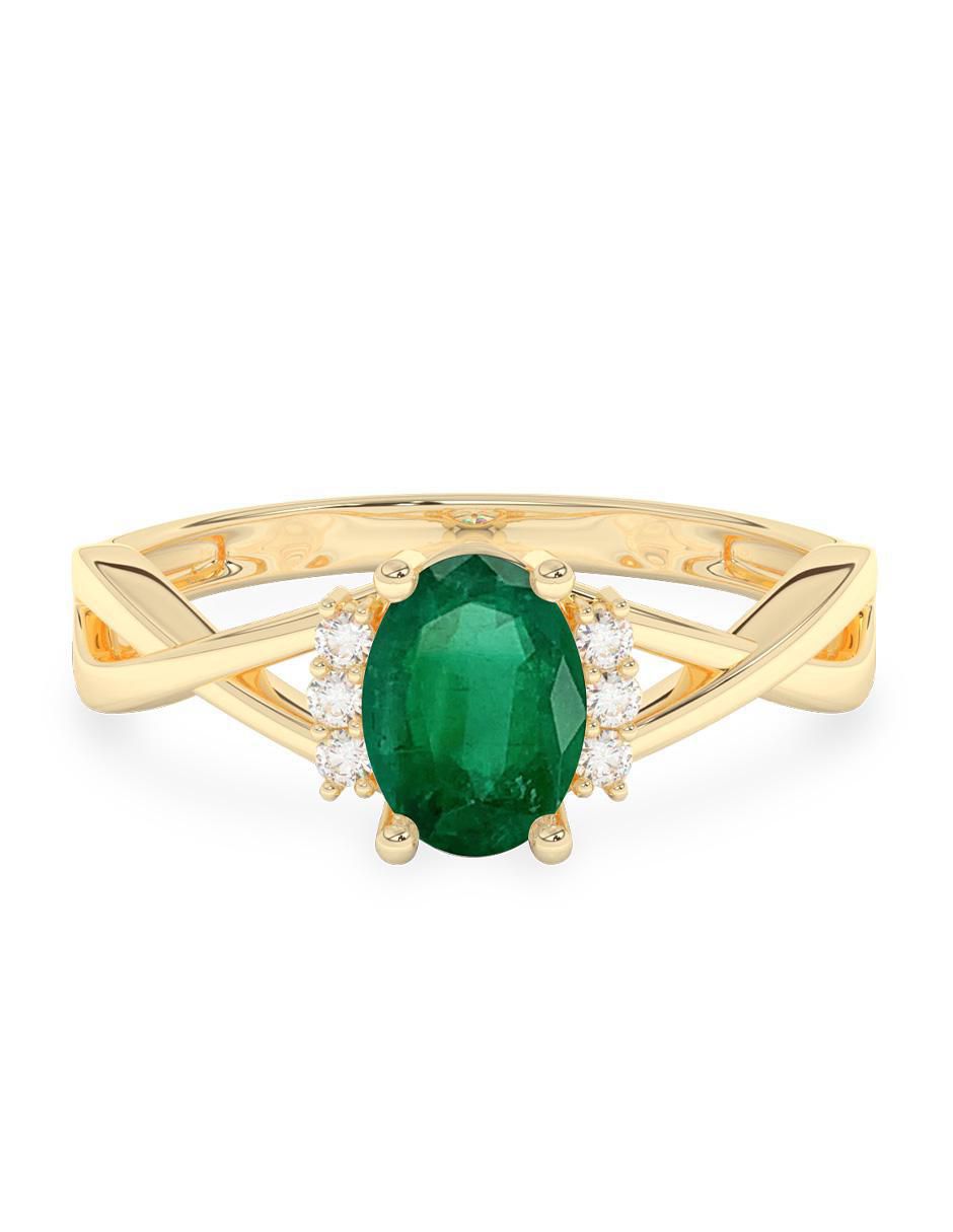Anillo de compromiso de oro 10 k esmeralda