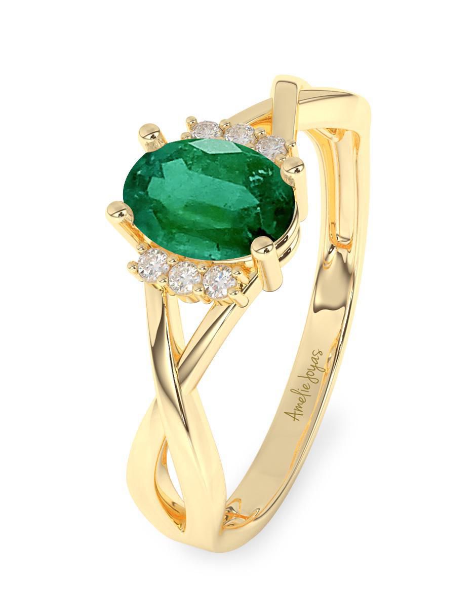 Anillo de compromiso "de" oro 10 k amelie joyas sin coleccion esmeralda