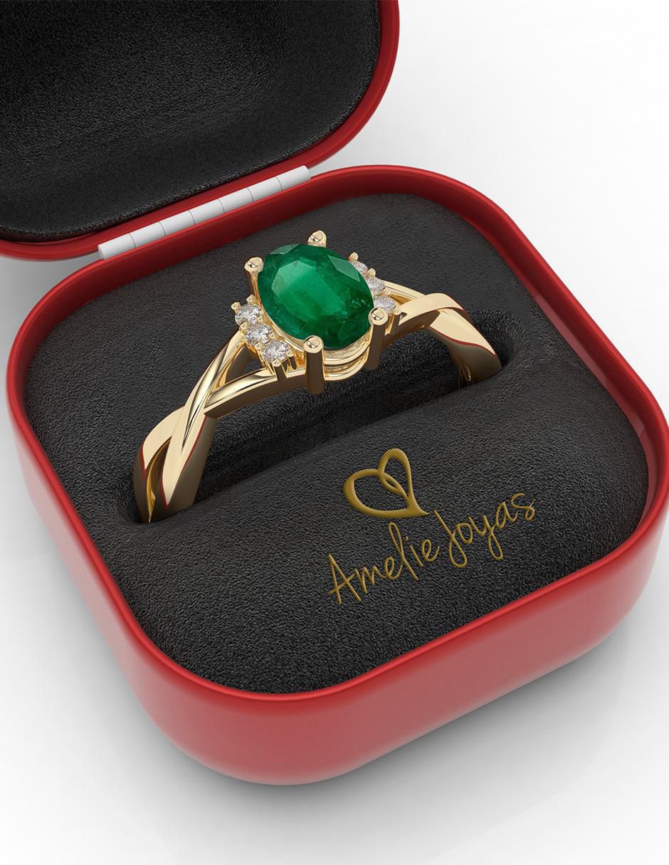 Anillo de compromiso "de" oro 10 k amelie joyas sin coleccion esmeralda