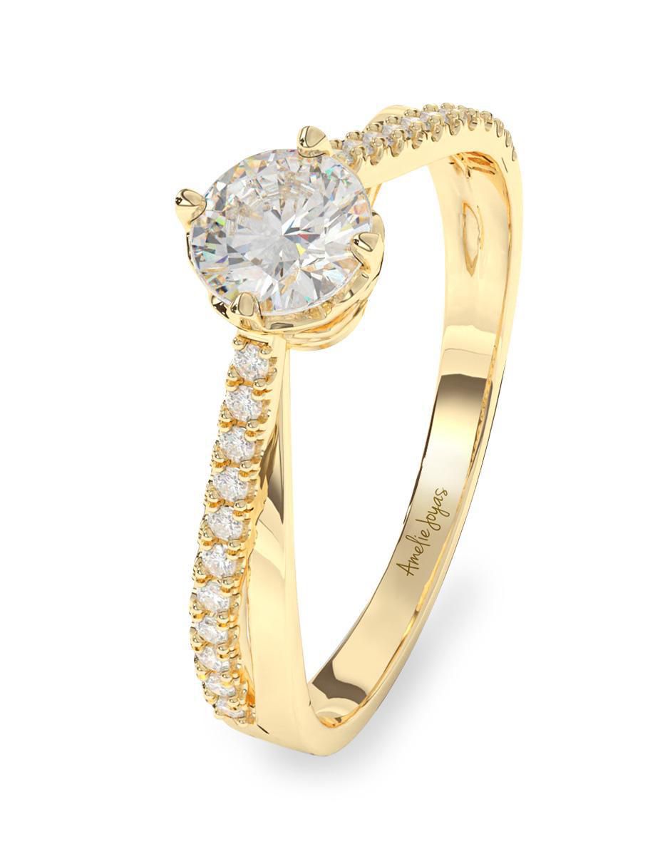 Anillo de compromiso "de" oro 10 k amelie joyas sin coleccion zirconia