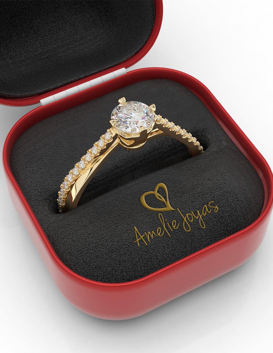 Anillo de compromiso "de" oro 10 k amelie joyas sin coleccion zirconia