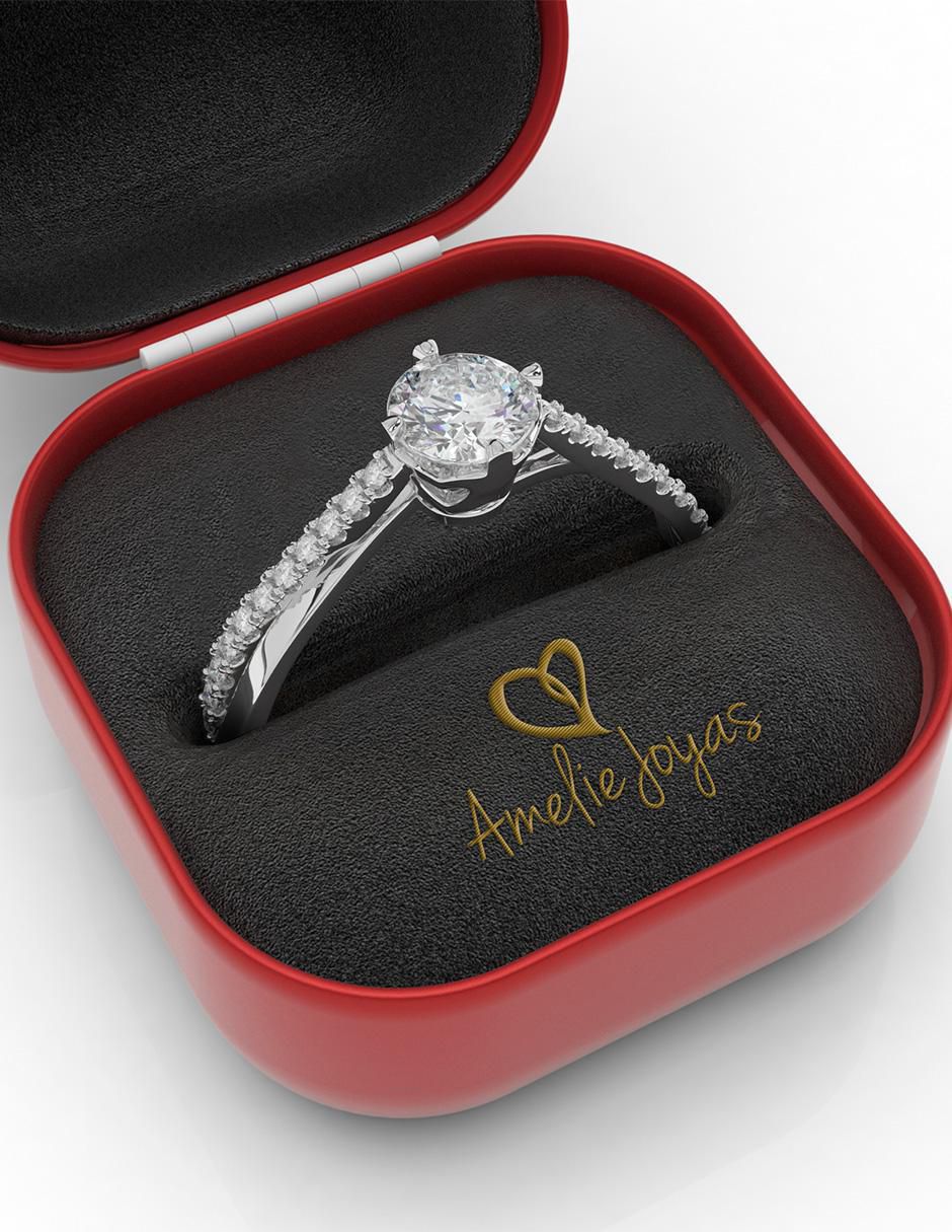 Anillo de compromiso de oro 10 k zirconia 4