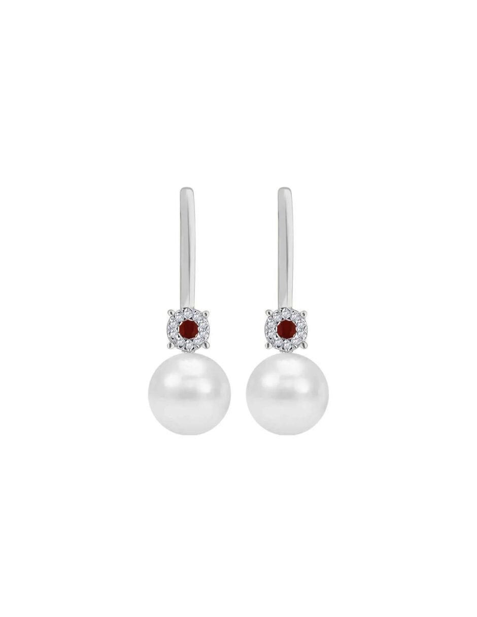 Aretes Mafy de oro con acabado brillante rubí y diamante