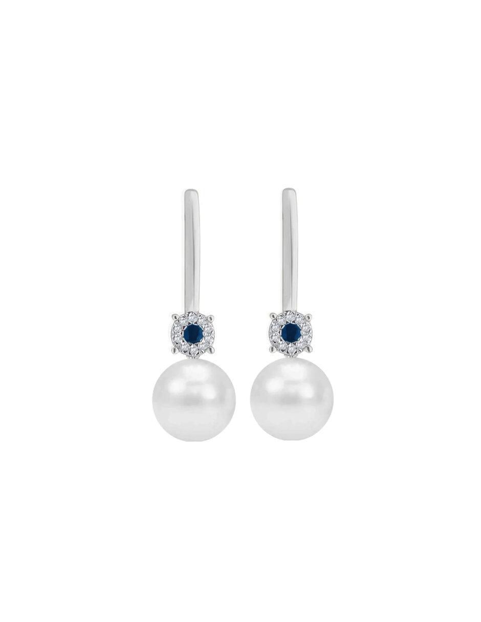 Aretes Mafy de oro con acabado brillante zafiro y diamante Aretes Mafy de oro con acabado brillante zafiro y diamante