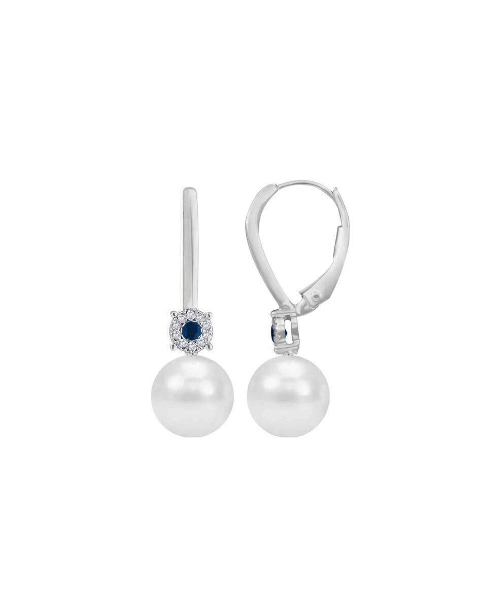 Aretes Mafy de oro con acabado brillante zafiro y diamante 2