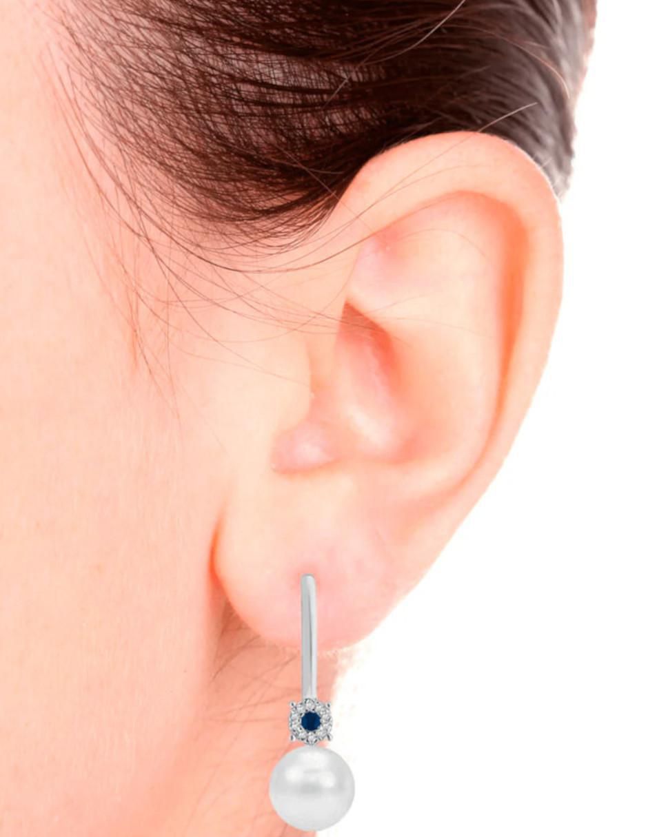 Aretes Mafy de oro con acabado brillante zafiro y diamante 3