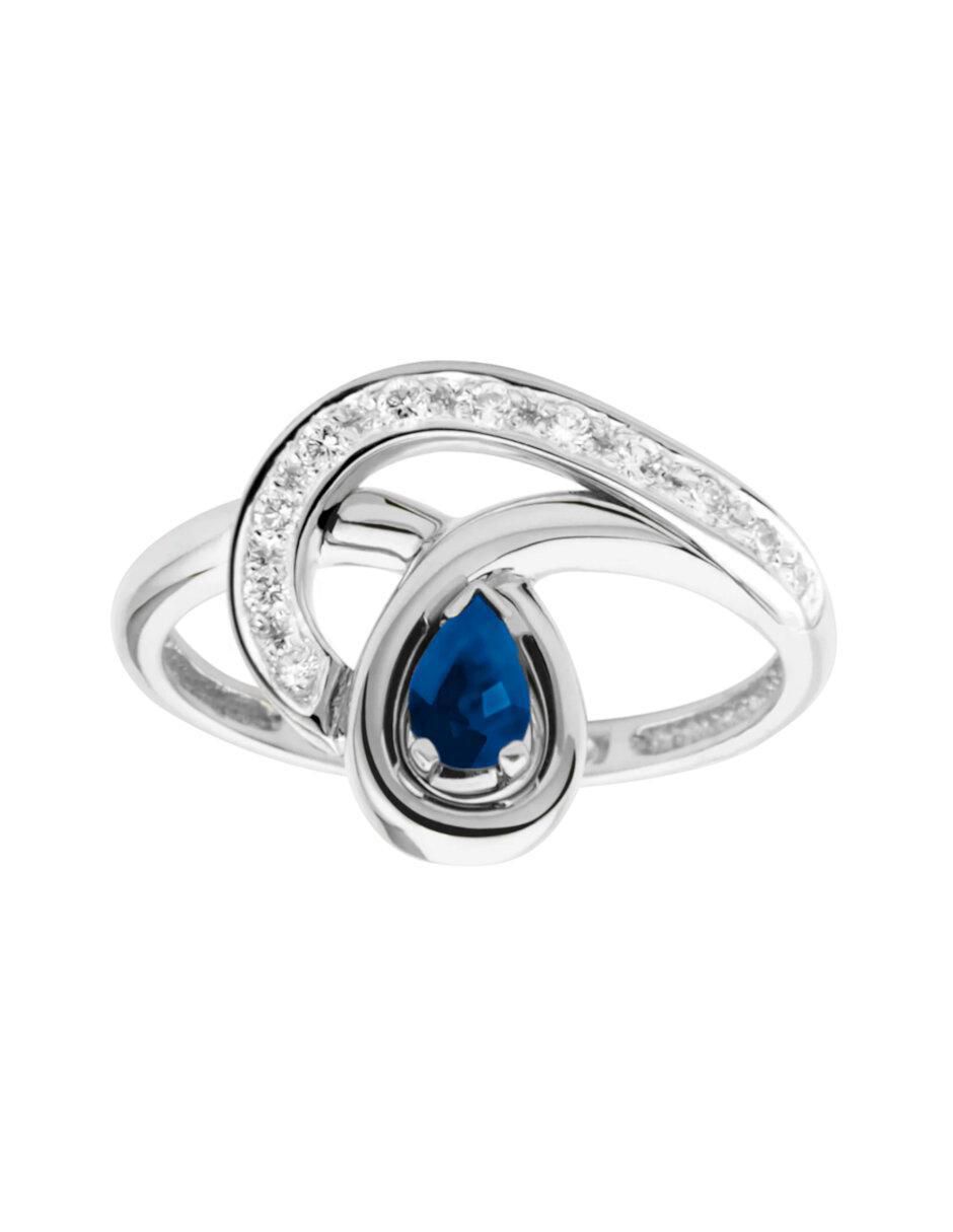 Anillo de gota Emotion 14 k de oro zafiro y diamante brillante Anillo de gota Emotion 14 k de oro zafiro y diamante brillante