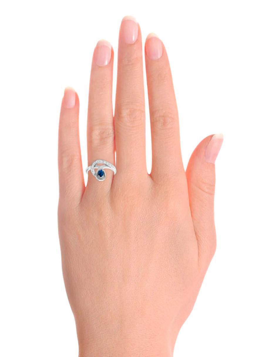 Anillo de gota Emotion 14 k de oro zafiro y diamante brillante 4