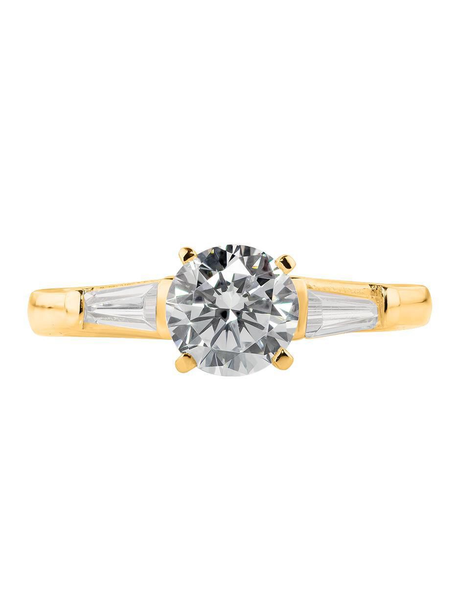 Anillo de compromiso de oro amarillo 14 k diamante