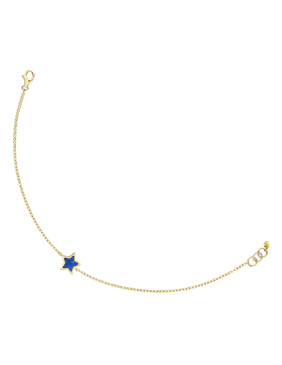 Pulsera de oro amarillo con lapislázuli 14 k Xxs 2
