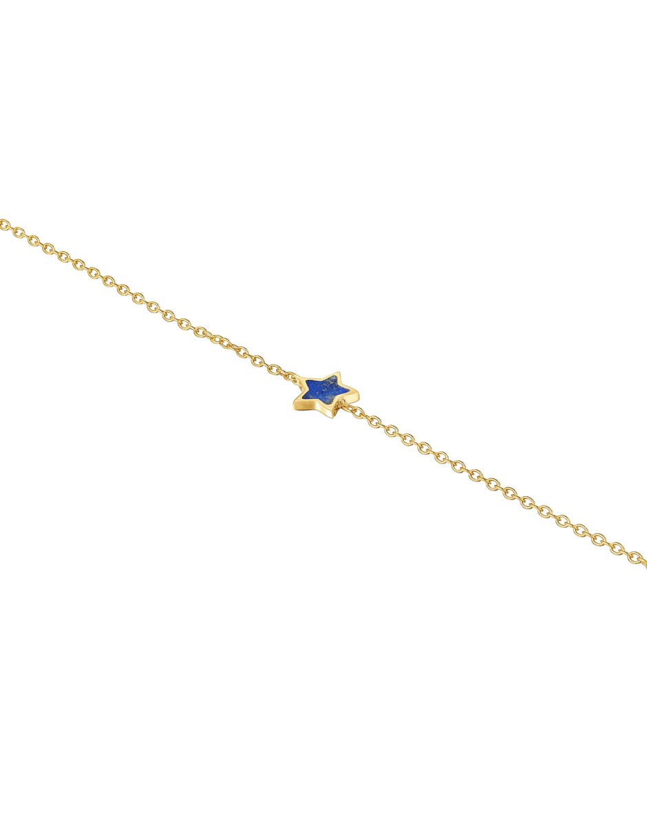Pulsera de oro amarillo con lapislázuli 14 k Xxs 3