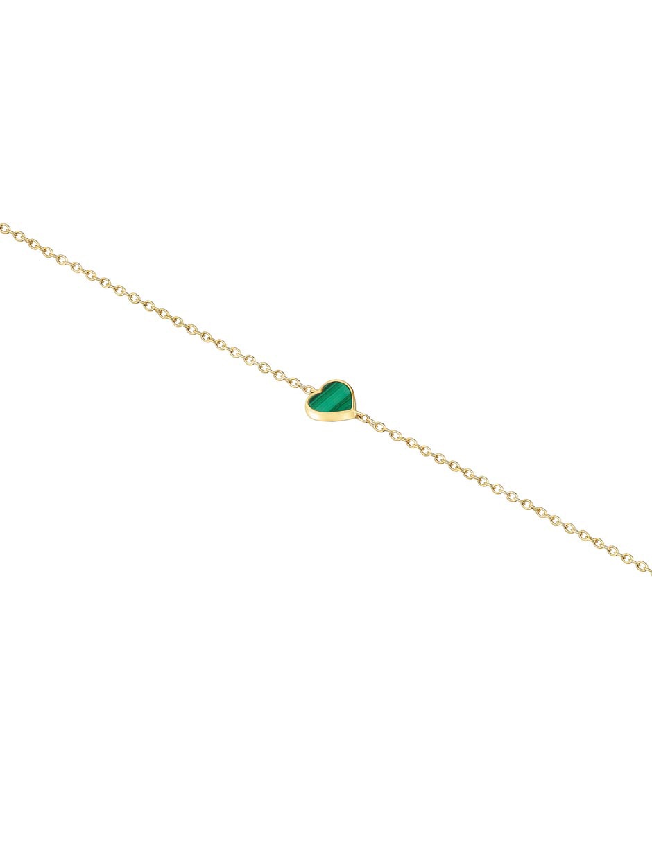 Pulsera de oro amarillo con malaquita 14 k Xxs 3