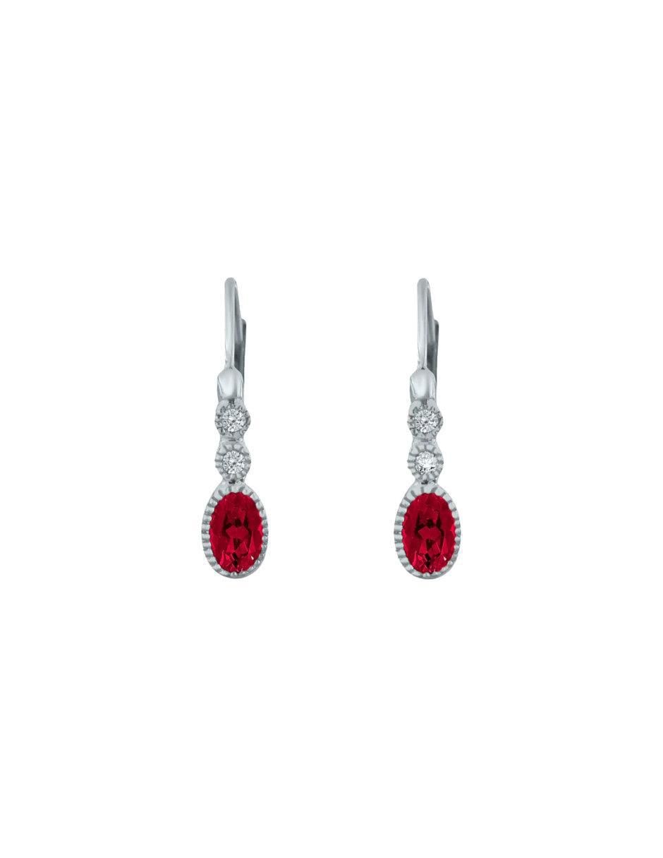 Aretes Addel de oro con acabado brillante rubí y diamante Aretes Addel de oro con acabado brillante rubí y diamante