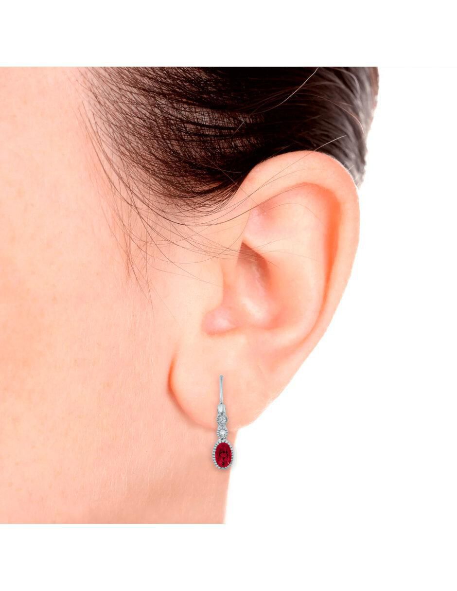 Aretes Addel de oro con acabado brillante rubí y diamante 3