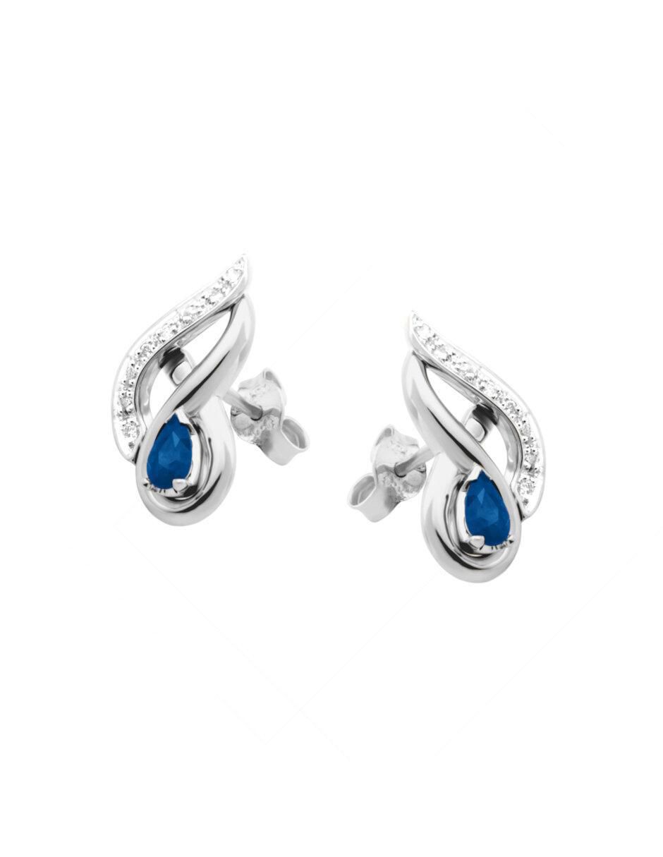 Aretes Emotion de oro con acabado brillante zafiro y diamante 2