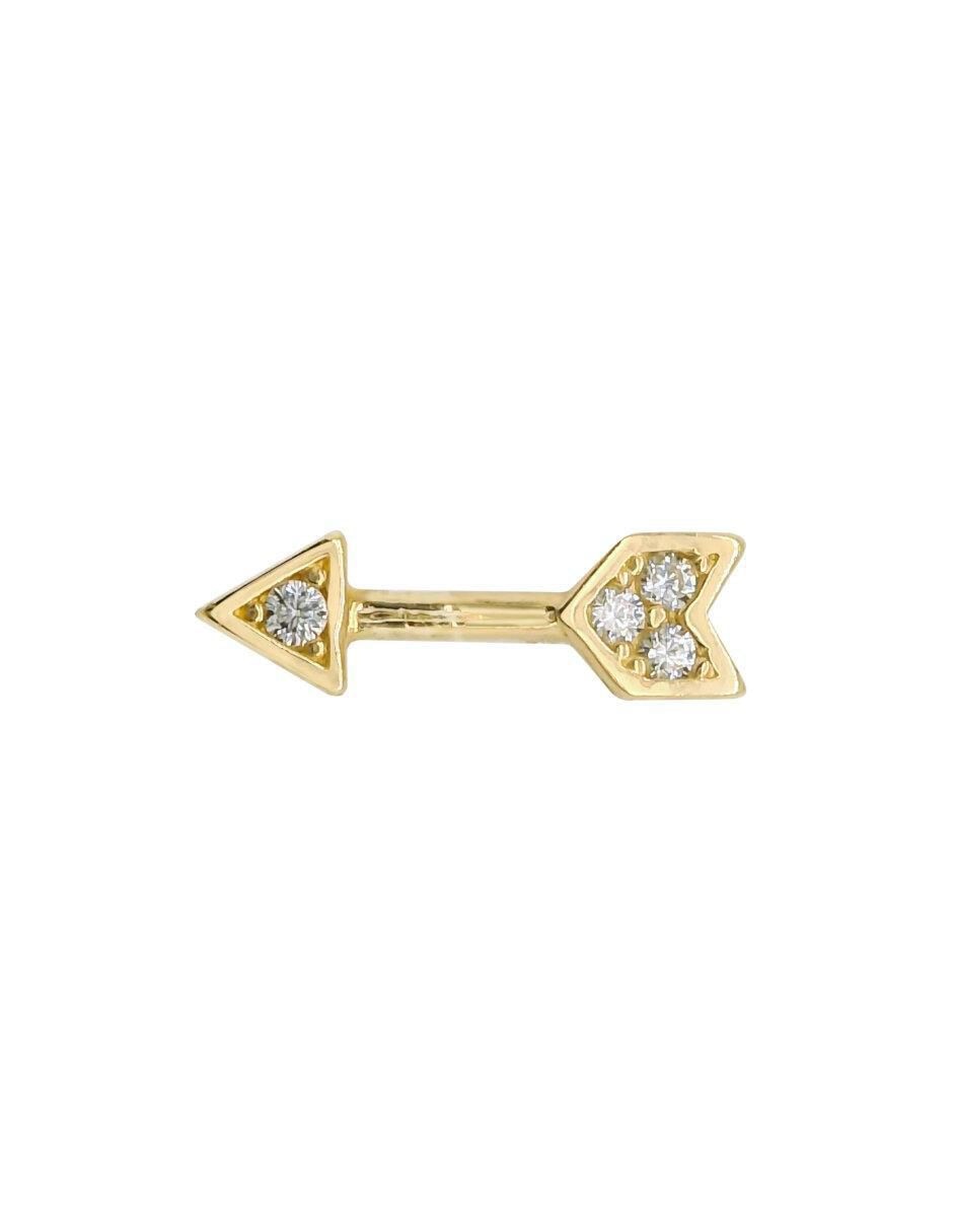 Piercing de flecha de oro 14 K con acabado brillante circonita 1