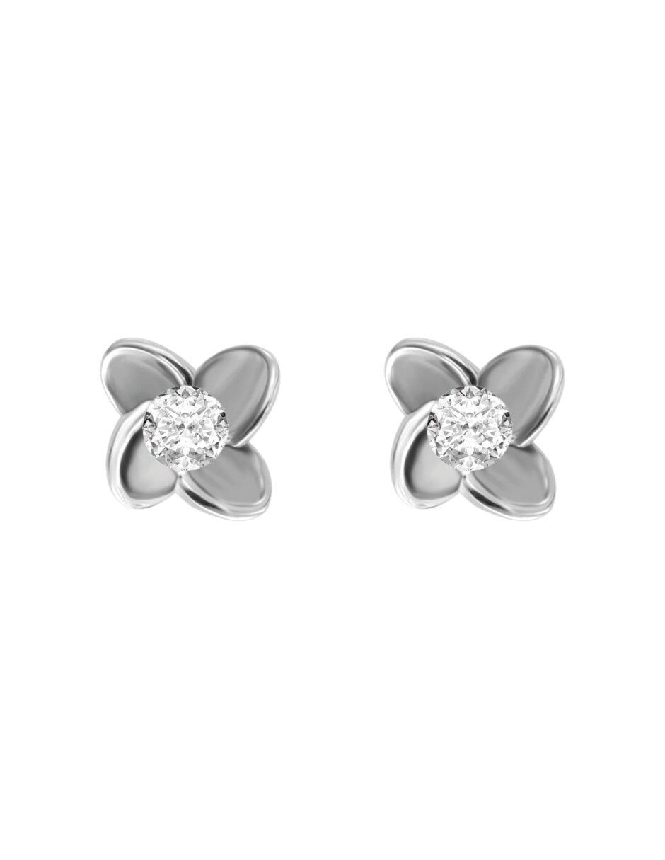 Aretes de flor Miluna de oro con acabado brillante diamante Aretes de flor Miluna de oro con acabado brillante diamante