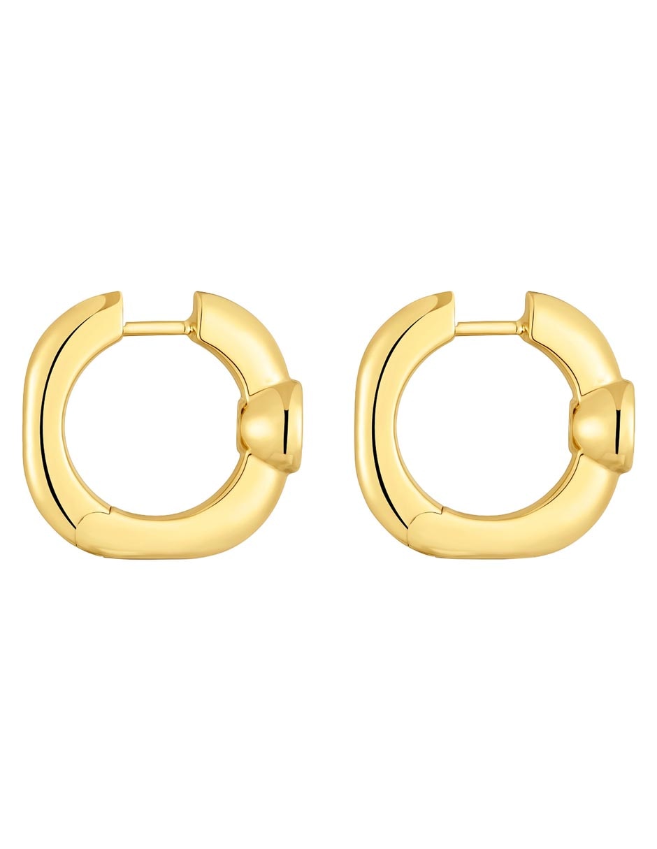 Aretes de aro redondos Line Lgd de plata P 925 con acabado baño de oro diamante 2