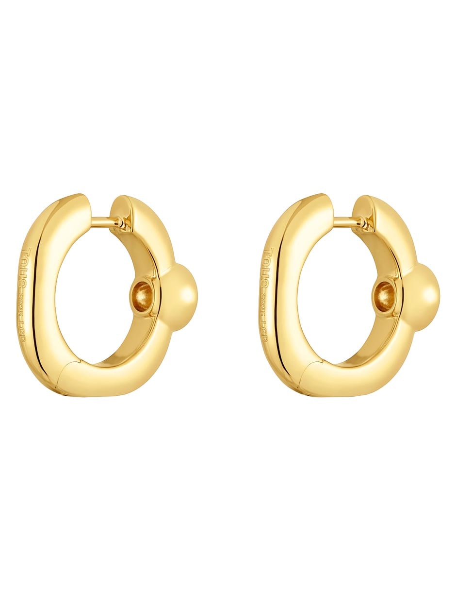 Aretes de aro redondos Line Lgd de plata P 925 con acabado baño de oro diamante 3