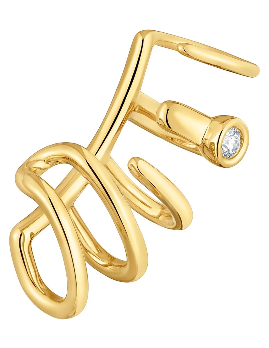 Aretes Line Lgd de plata P 925 con acabado baño de oro diamante 2