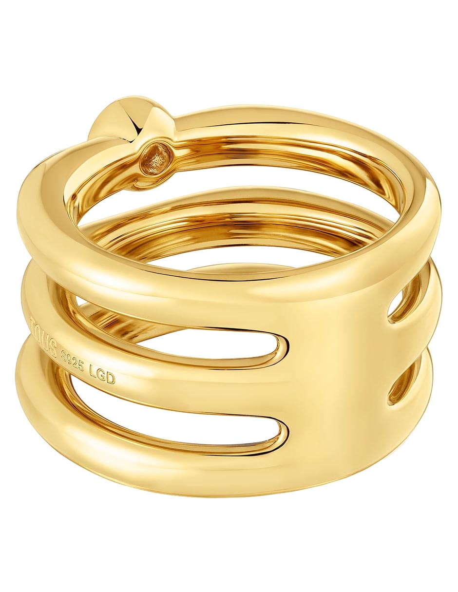Anillo con gema Line LGD de plata P 925 diamante con acabado baño de oro 3