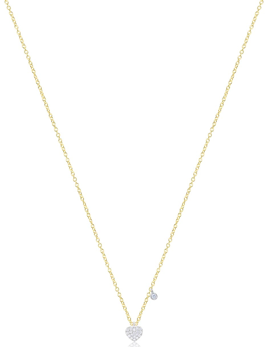 Collar de corazón de oro amarillo 14 K Collar de corazón de oro amarillo 14 K