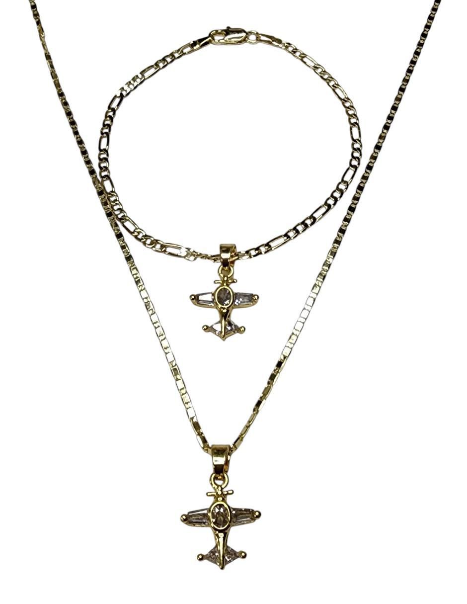 Collar y pulsera de avión Viajes zirconia Collar y pulsera de avión Viajes zirconia