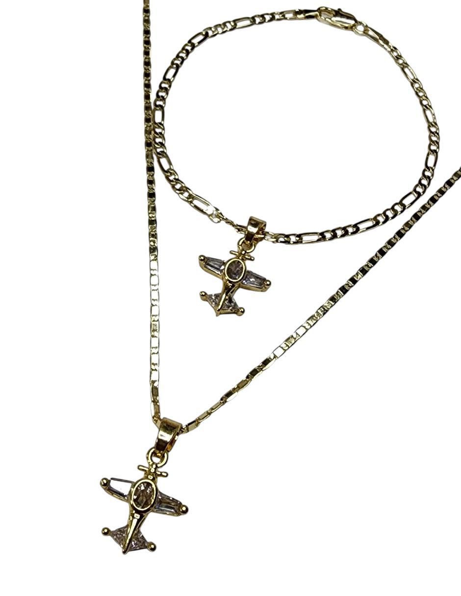 Collar y pulsera de avión Viajes zirconia 3