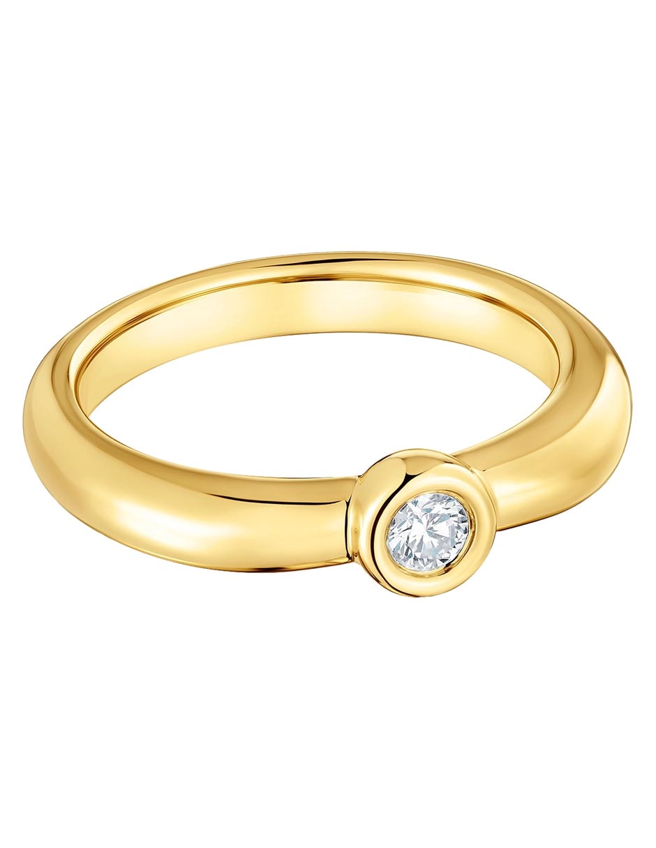 Anillo con gema Line LGD de plata P 925 diamante con acabado baño de oro