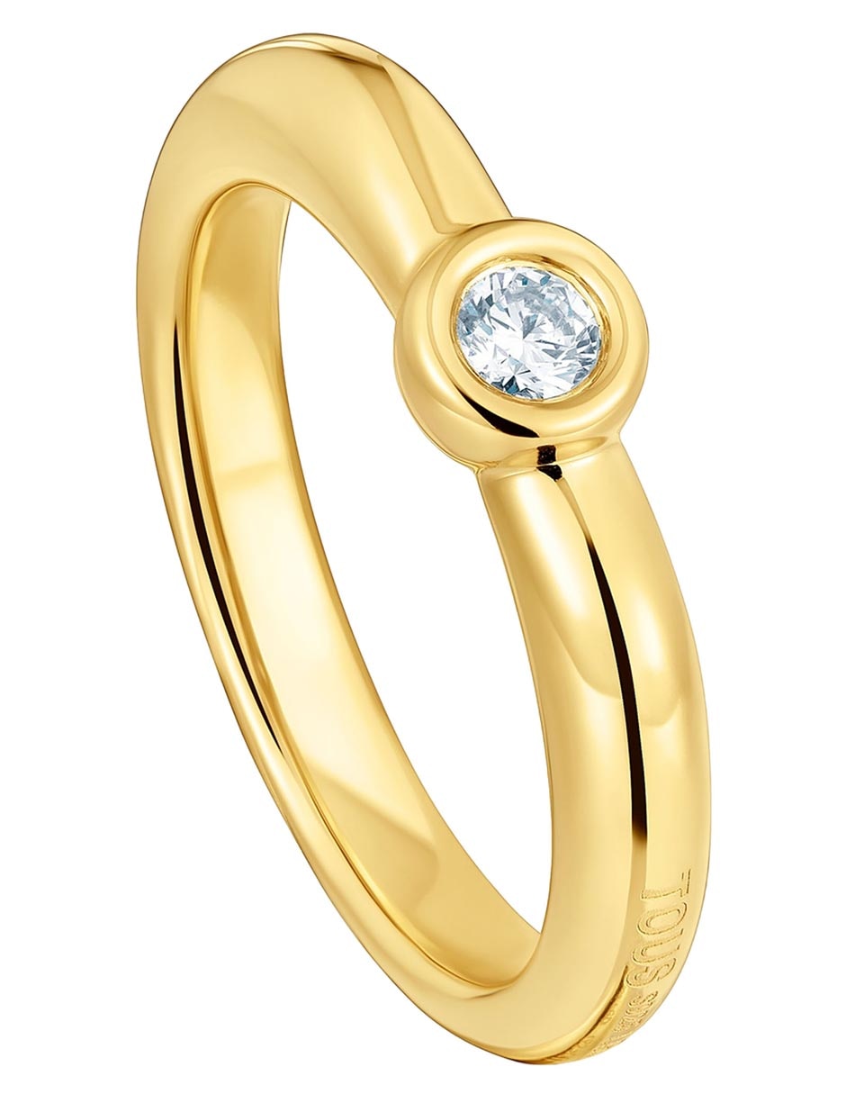 Anillo con gema Line LGD de plata P 925 diamante con acabado baño de oro 2