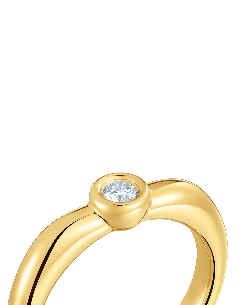 Anillo con gema Line LGD de plata P 925 diamante con acabado baño de oro 4