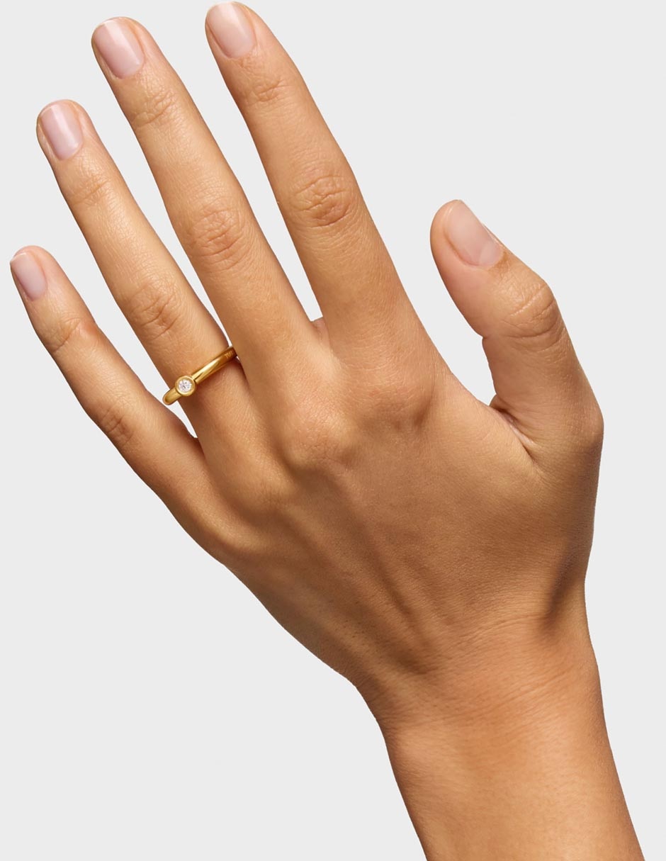 Anillo con gema Line LGD de plata P 925 diamante con acabado baño de oro 7