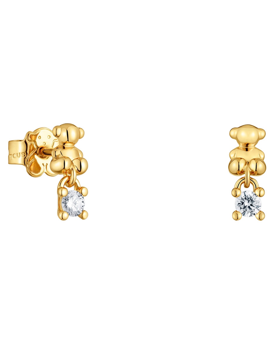 Broqueles de oso Bold Bear Lgd de plata P 925 con acabado baño de oro diamante de laboratorio