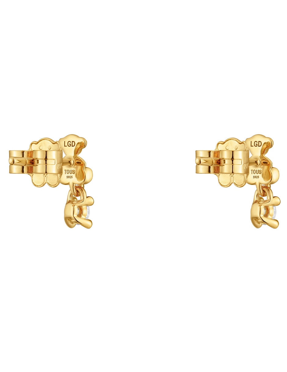 Broqueles de oso Bold Bear Lgd de plata P 925 con acabado baño de oro diamante de laboratorio 3