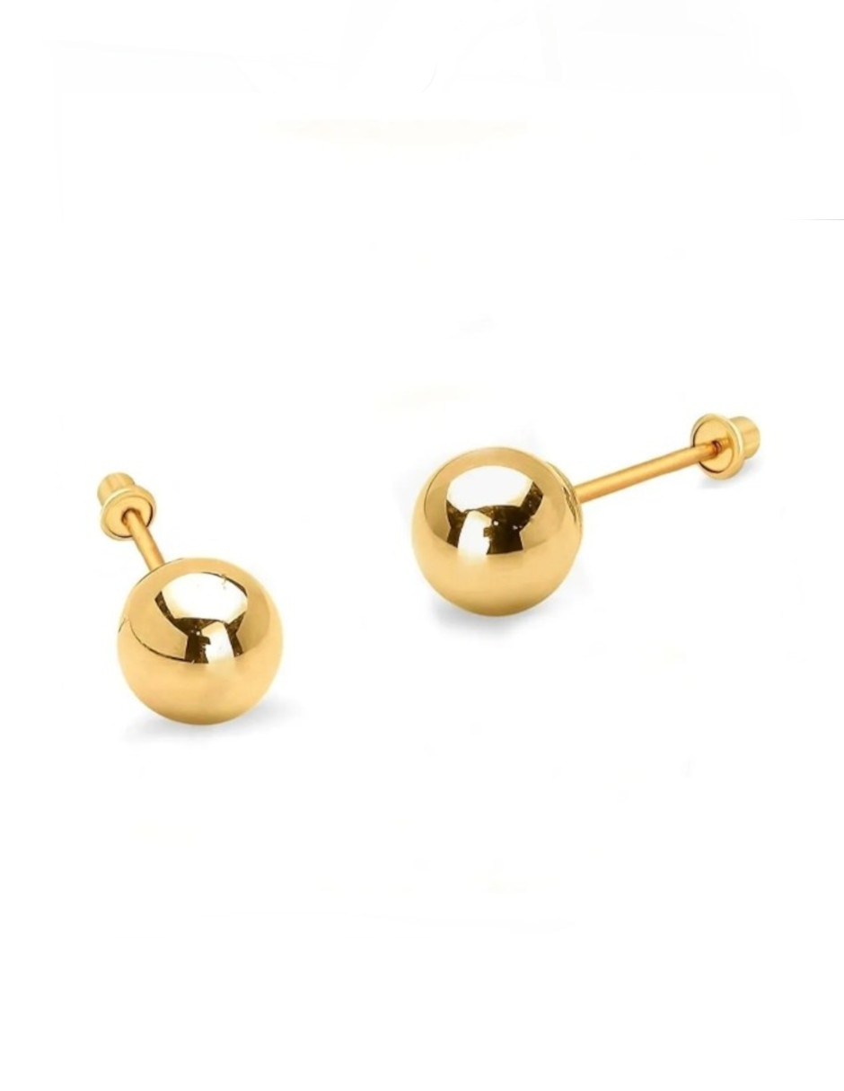Broqueles redondos de oro 14 K