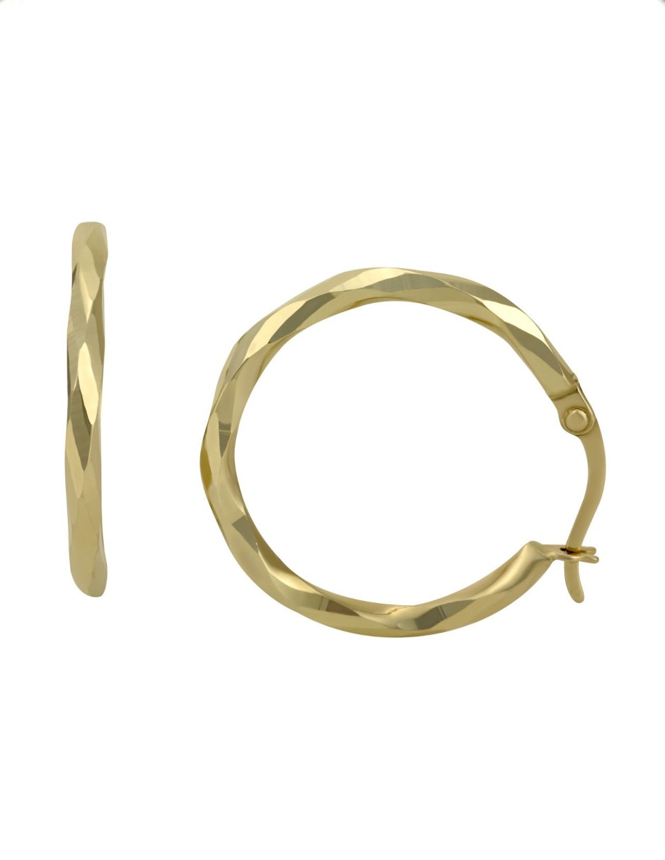 Arracadas de oro 14 K con acabado diamantado