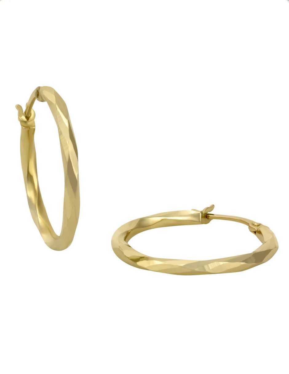 Arracadas de oro 14 K con acabado diamantado 2
