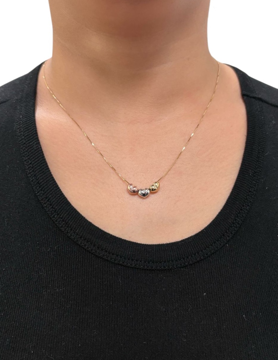 Gargantilla de corazón de oro florentino 14 K 3