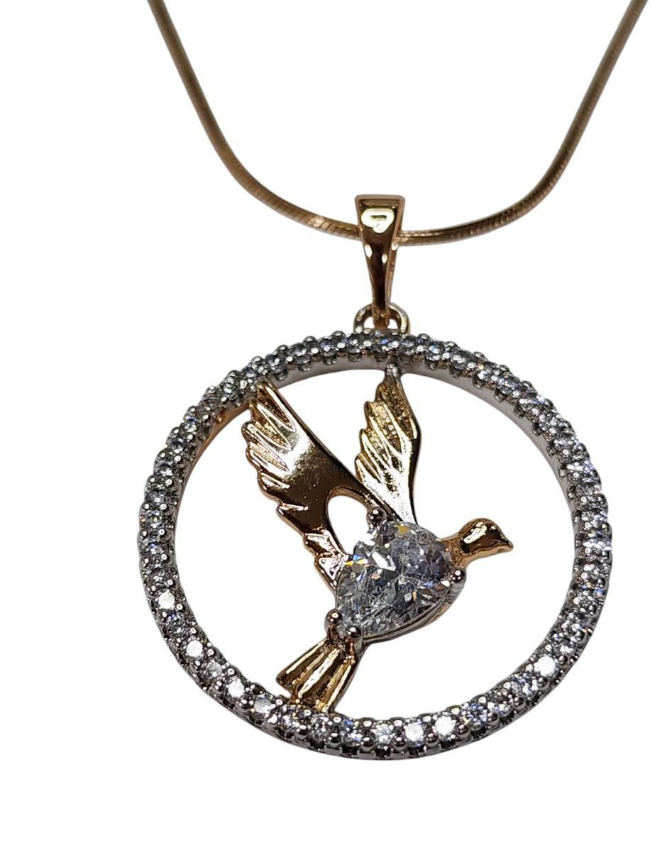 Collar con dije de colibrí Aves de oro laminado 14 K Collar con dije de colibrí Aves de oro laminado 14 K