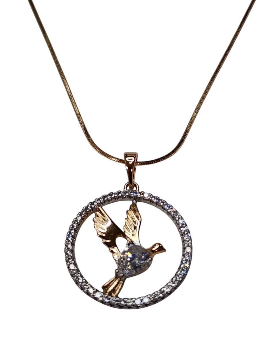 Collar con dije de colibrí Aves de oro laminado 14 K 3