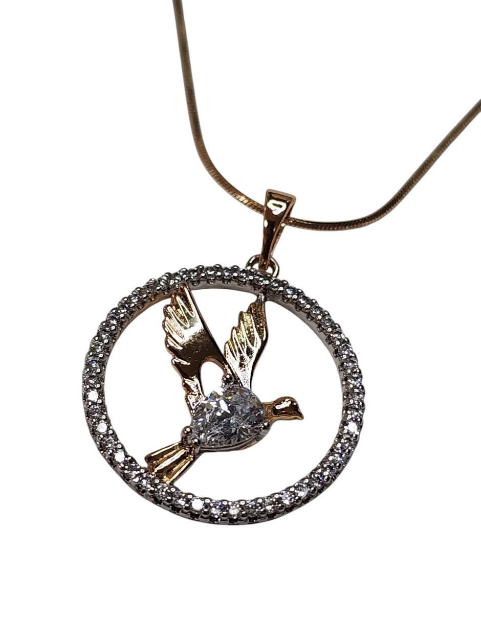 Collar con dije de colibrí Aves de oro laminado 14 K 4