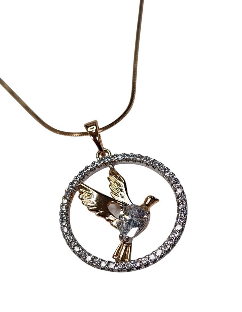 Collar con dije de colibrí Aves de oro laminado 14 K 5