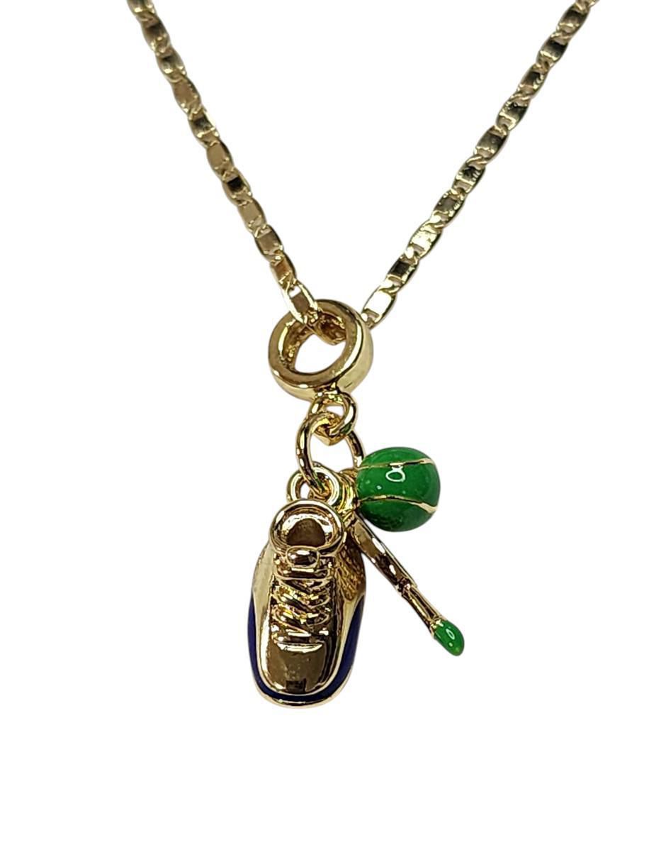Collar con dije de raqueta Tenis de oro laminado 14 K 2