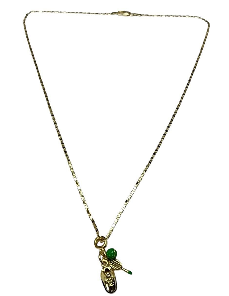 Collar con dije de raqueta Tenis de oro laminado 14 K 4
